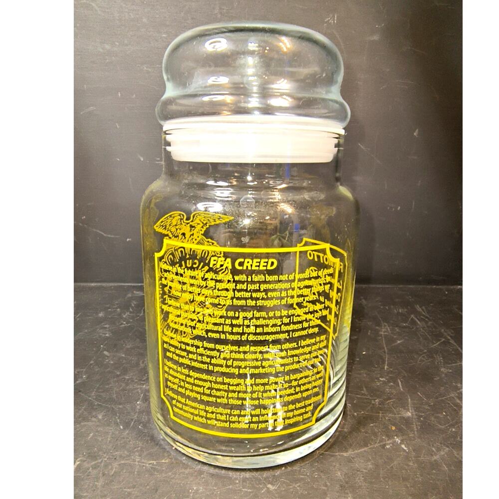 2019. Vintage 70s FFA Glass Storage Apothecary Jar Lidded Sealed Libbey Glass - Picture 2 of 7